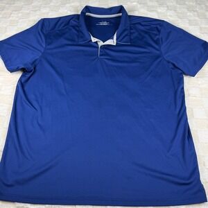 Oakley Men's XXL Blue with White Trim Polo Shirt Logo‎ Back of Neck
